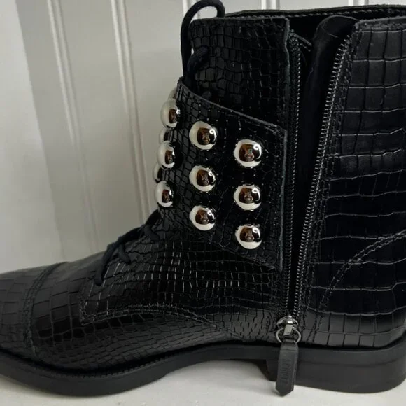 Schutz Womens Marieta Leather Embellished Ankle Boots Size 8.5